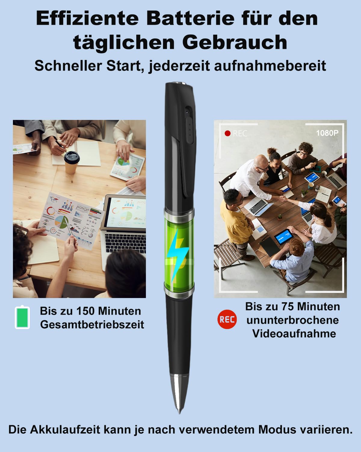 Mini Kamera, 1080P Full HD Mini Überwachungskamera mit 64GB Speicherkarte, Kugelschreiber Kamera, Video und Foto Shooting, Loop Speicher, StiftKamera, Kleine Überwachungskamera für Indoor/Outdoor
