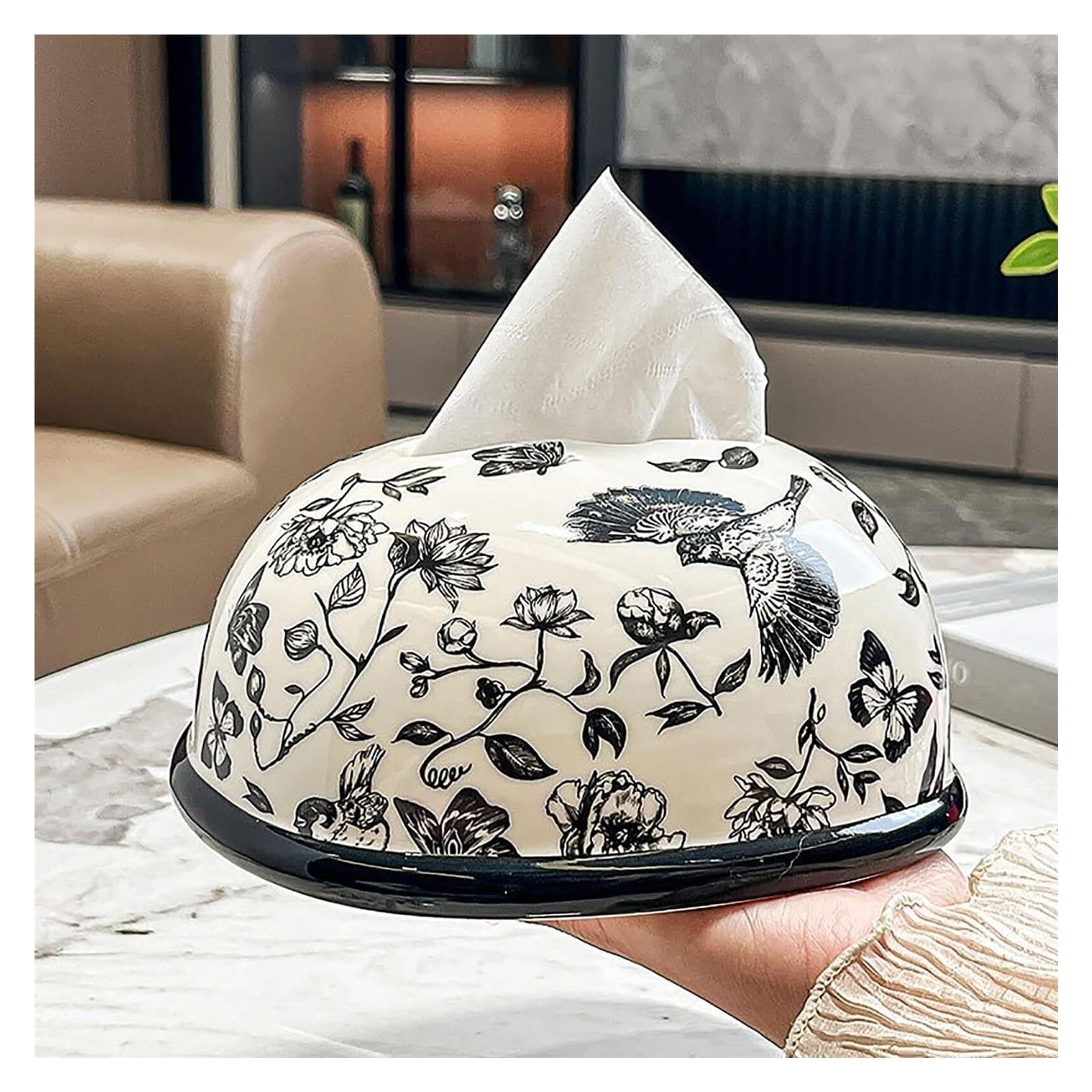 Porta fazzoletti Supporto in ceramica con coperchio for scatola di fazzoletti decorativo adatto for la cucina da tavolo dell'home office Divertenti decorazioni per il bagno