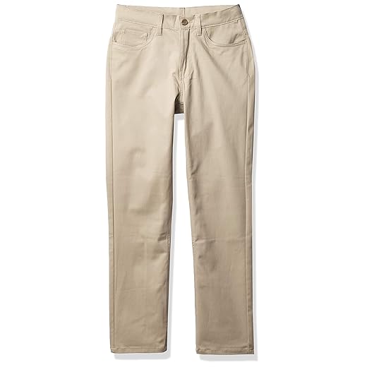 Nautica Boys' School Uniform 5 Pocket Flat Front Pant, Khaki, 8