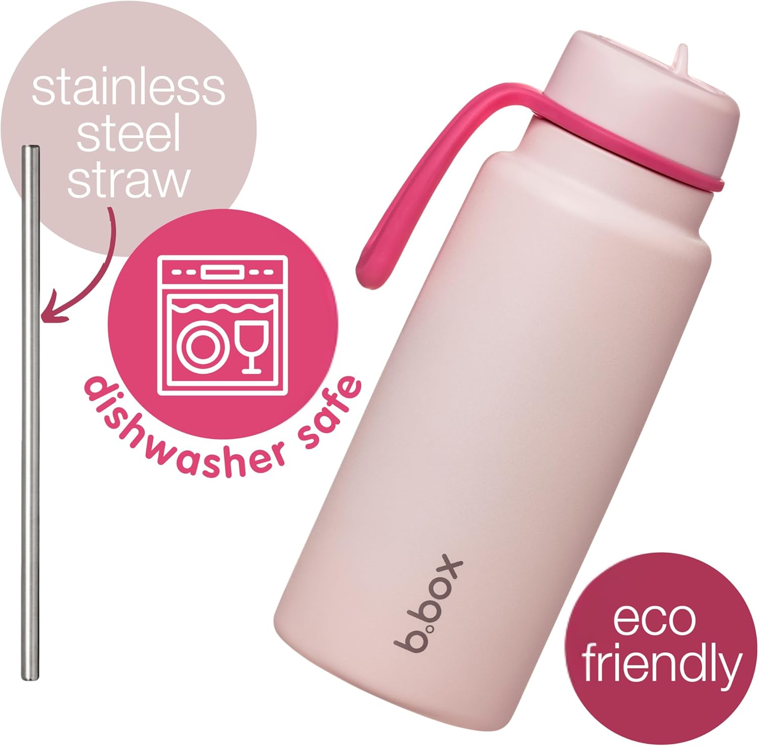 b.box Triple Insulated 34oz Water Bottle w/Stainless Steel Straw. 46 Hours Cold. Leak Proof Tumbler with Lid and Straw for Travel, Gym & School. BPA Free Sports Water Bottles. - Image 4