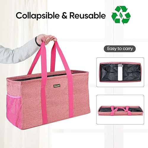 Miniatura 7 de BALEINE Bolsa de mano extra grande con marco de alambre para almacenamiento (rosa, 1 unidad)