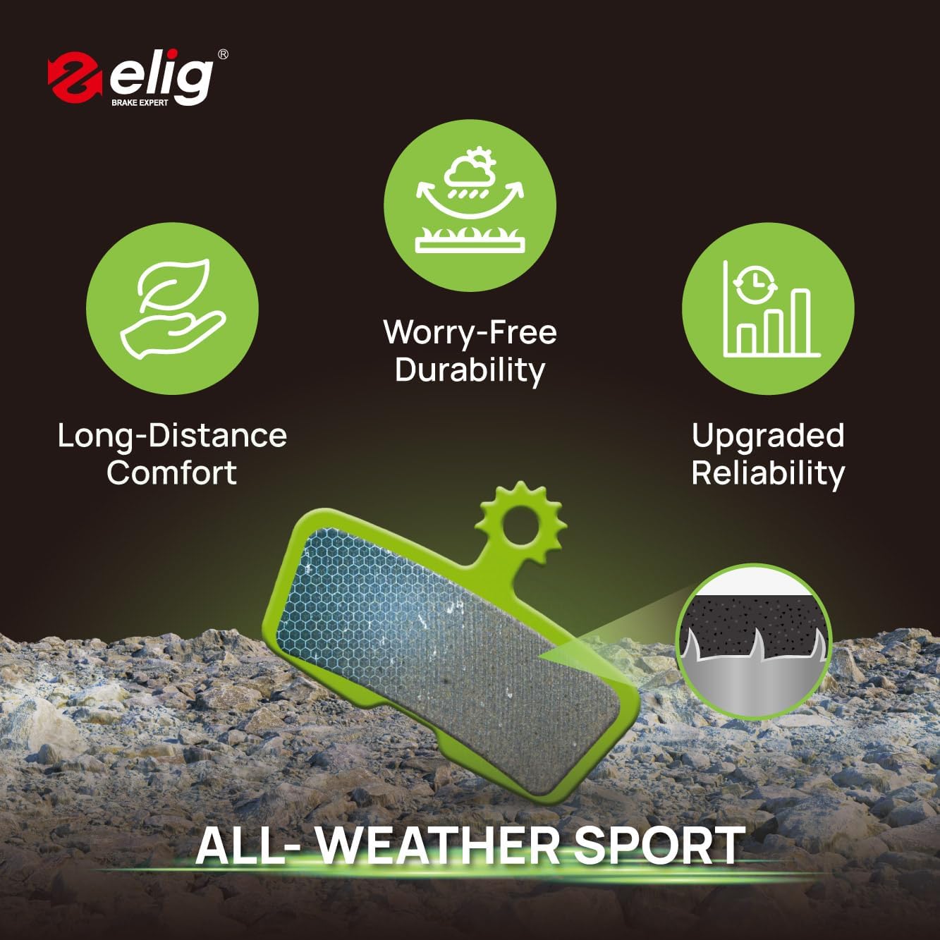 ELIG Bike Disc Brake Pads for Avid Sram Code 2011+, Code R (B1), Code RS (A1), Code RSC (A1), Code Stealth 2024+, Guide RE (A1), DB8 2023+, G2 RE | MTB/eMTB/All Mountain