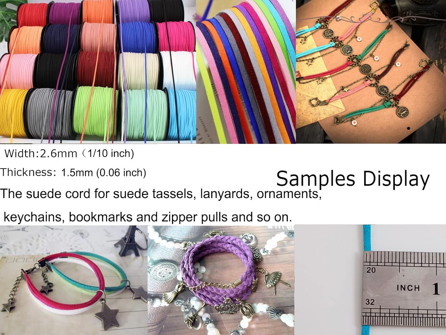 Pamir Tong 100 Yards Multi-Color Suede Leather Cords Leather Lace Flat Faux Suede Cord String Thread Velvet Cord for Necklace, Bracelet, Beading and DIY Crafts 20 Colors - Image 4