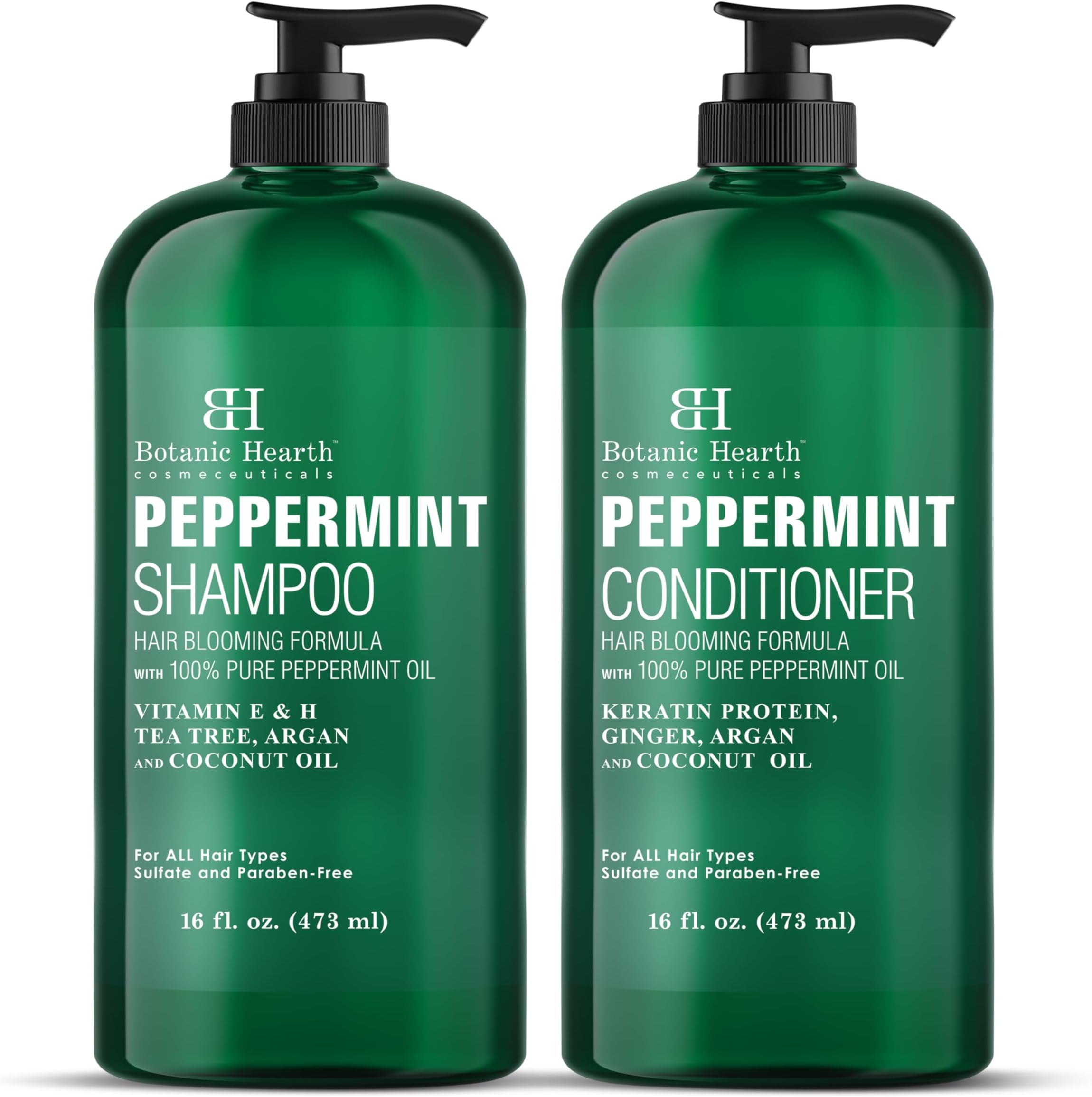 Botanic Hearth Shampoo And Conditioner Set - With 100% Pure Tea Tree Oil, For Itchy And Dry Scalp, Sulfate/Paraben Free - For Men And Women - 16 Fl Oz (473 ml) (Pack of 2)