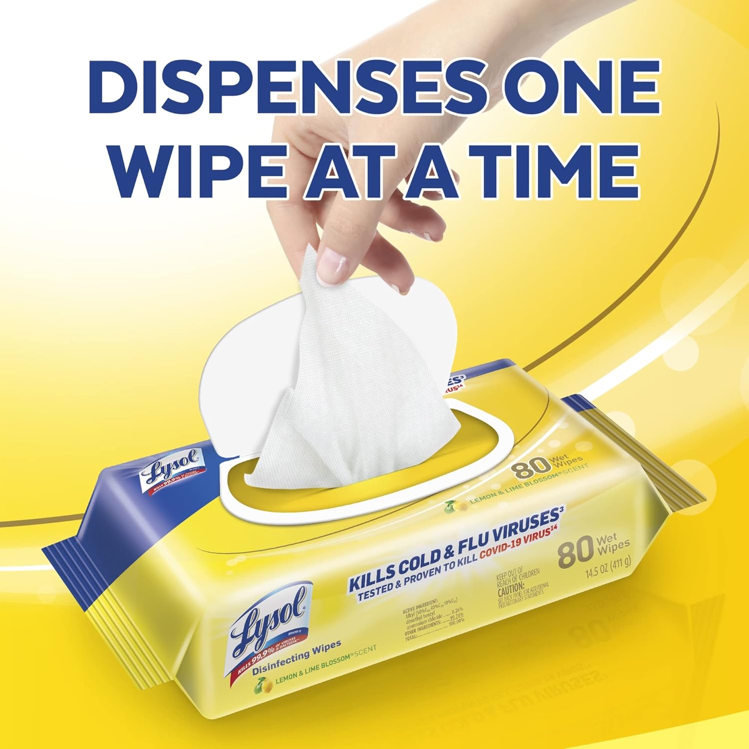 LYSOL Disinfecting Wipes - Lemon & Lime Blossom Flatpack 80 ct. (Pack of 1) : Health & Household