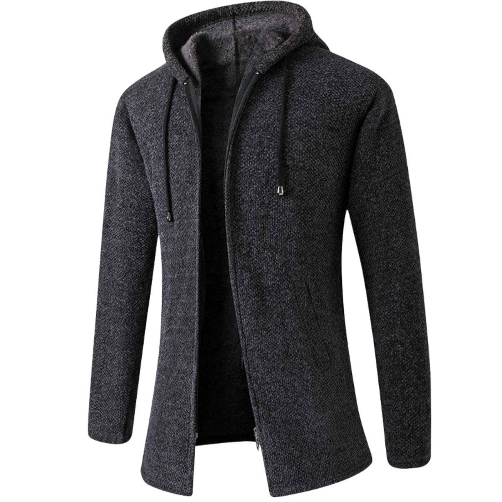 Veste pull à capuche homme chaud avec fermeture éclair et peluche - 8