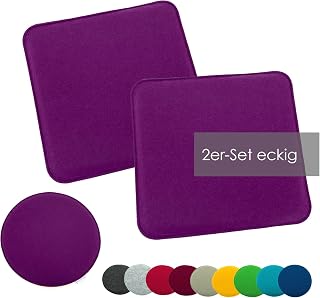 heimtexland ® Juego de cojines de fieltro para silla, cojín de fieltro, cojín cuadrado, tipo 631, juego de 2 unidades, 35 x 35 cm, color morado