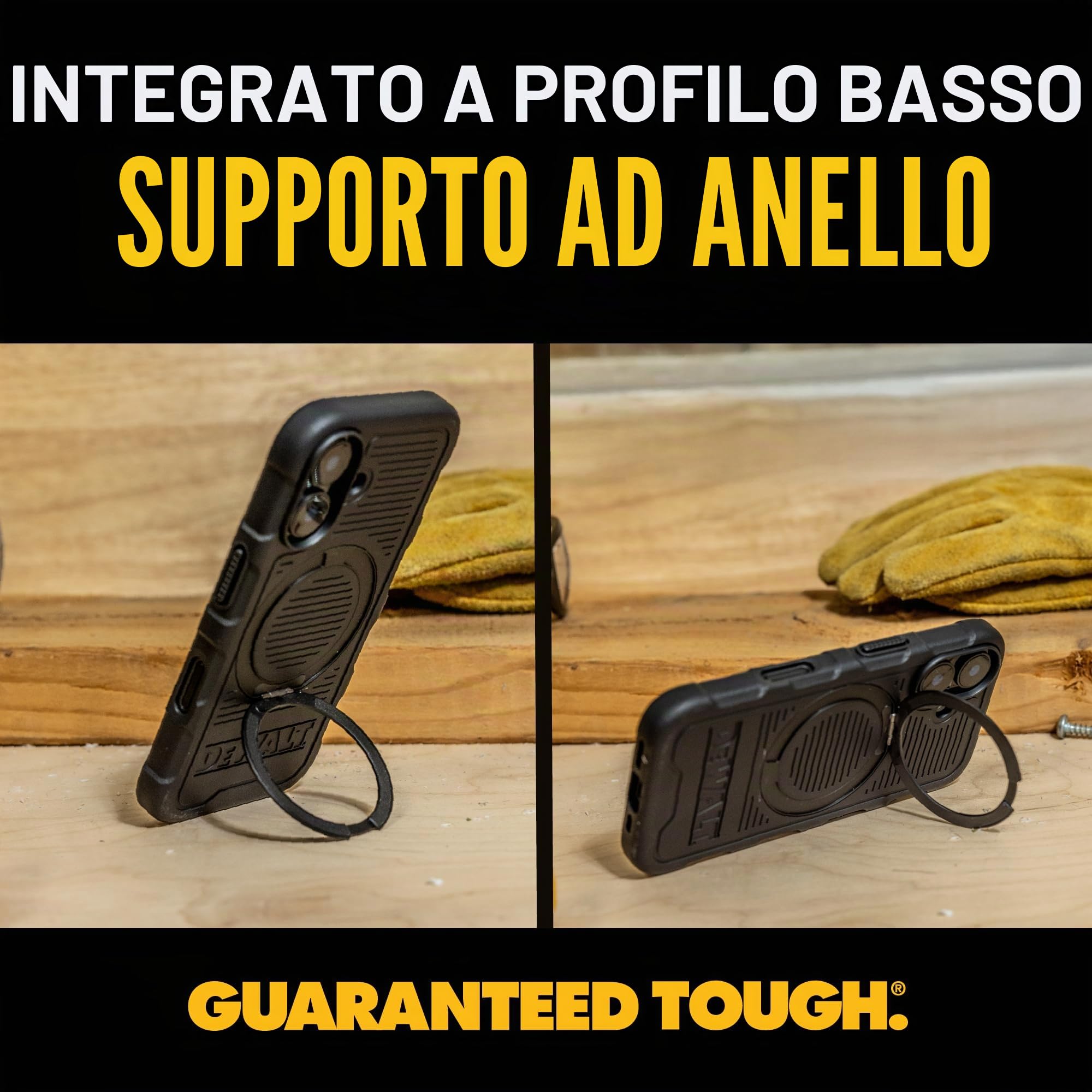 DEWALT Anello magnetico girevole a 360° per iPhone 16 Pro Max, resistente protezione contro le cadute adatta per MagSafe con supporto e anello supporto, nanobolle antiurto per iPhone 16 Pro Max,