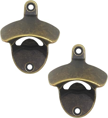 Miniatura 39 de Abrebotellas montado en la pared, bronce antiguo, abridor de tapa de cerveza montable, acero inoxidable (paquete de 1) Bronce antiguo,Negro -,Cobre