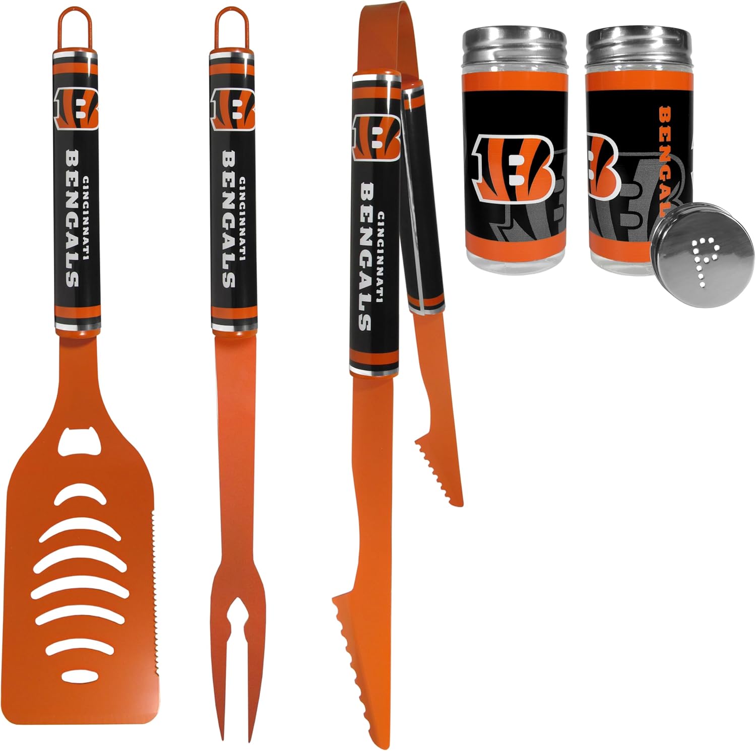 Siskiyou NFL Cincinnati Bengals 3 pc Logo BBQ Tools w/Shakers, One Size, Team Colors