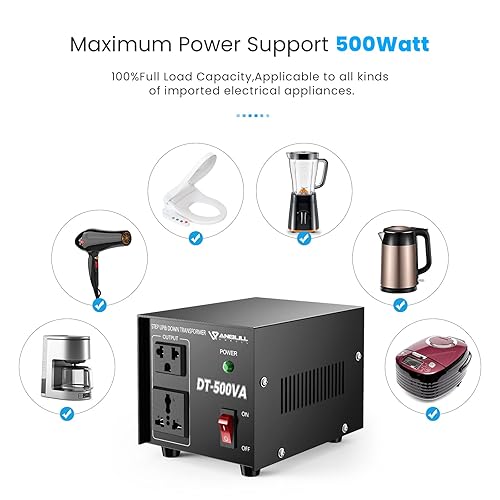 Miniatura 7 de ANBULL Convertidor de transformador de voltaje DT-500W, 110 V a 220 V, 220 V a 110 V convertidor de potencia elevador hacia arribaabajo, convertidor