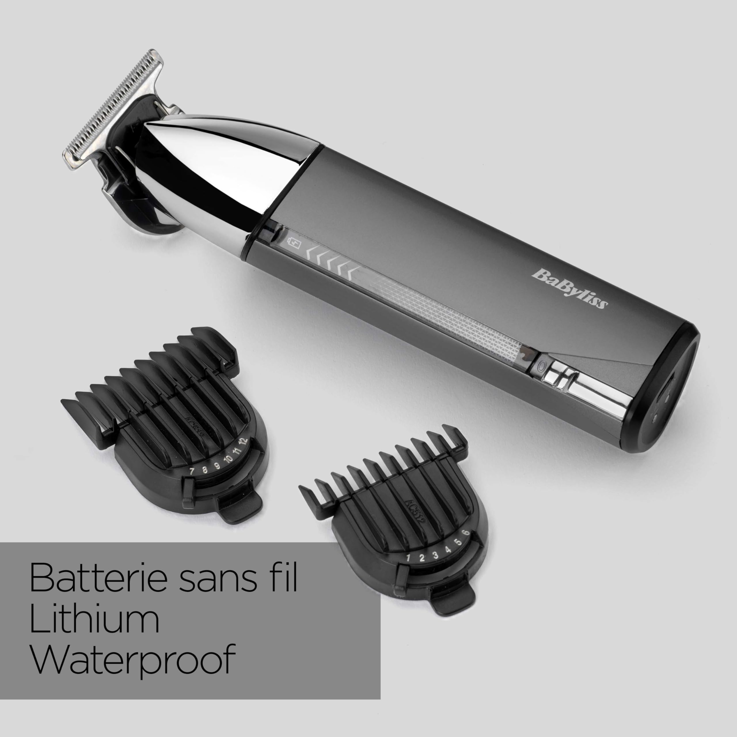 BaByliss Super‑X Tondeuse Barbe – Outil de grooming professionnel avec lame T squelette en acier japonais, écran digital, batterie lithium‑ion, 5 h d’autonomie sans fil, étanche, T996E