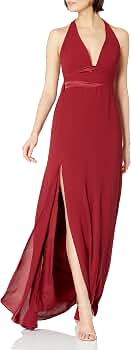 Amazon.com: HALSTON Women's Sleeveless V Neck Gown with Asymmetric Drape  Dress, Cherry, 2 : Clothing, Shoes & Jewelry