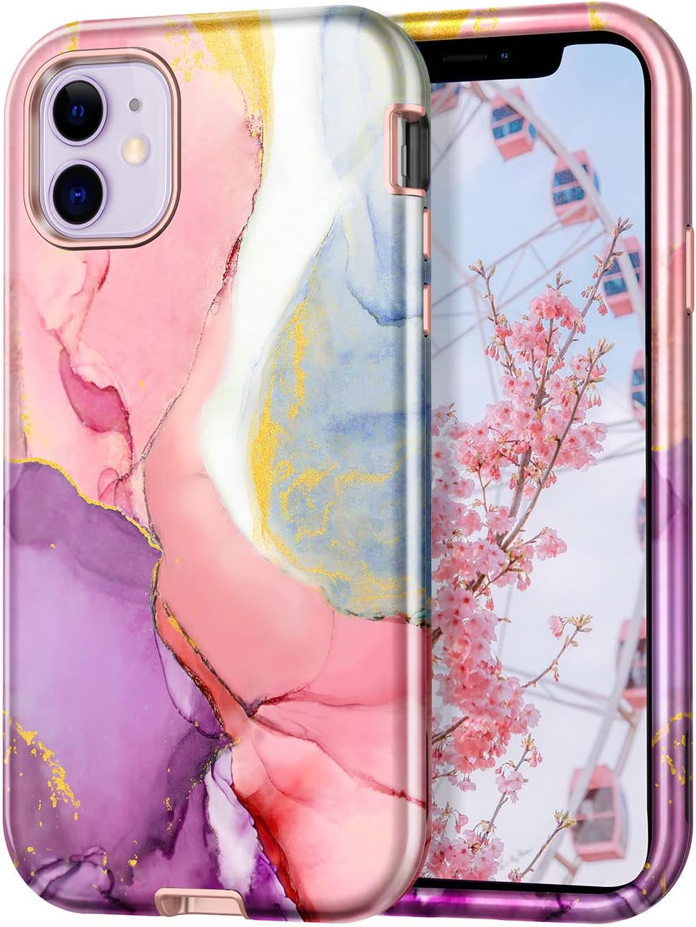 CASEFIV Compatible with iPhone 11 Case,Marble Pattern 3 in