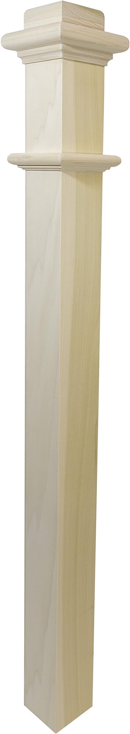 962 - Wood Box Newel - Plain Style - 48 inch - Sleek Minimalist Design - Staircase Post - Paint-Grade (Poplar)