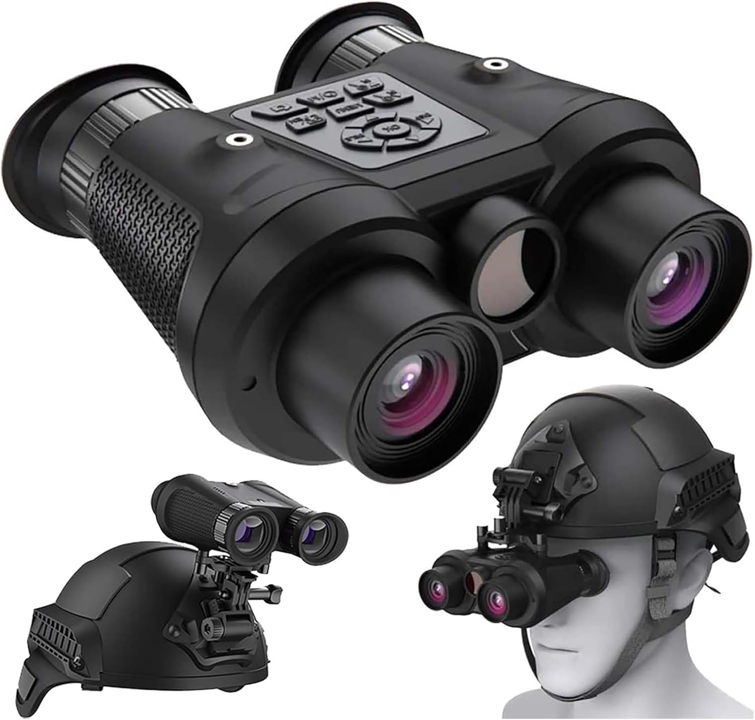 3D VR Head Mounted Night Vision Goggles & Binoculars for Adult, Rechargeable Infrared Digital Night Vision with Head Strap and Mount, 6X Digital Zoom and FOV 40°, Includes 2 * 32GB Cards