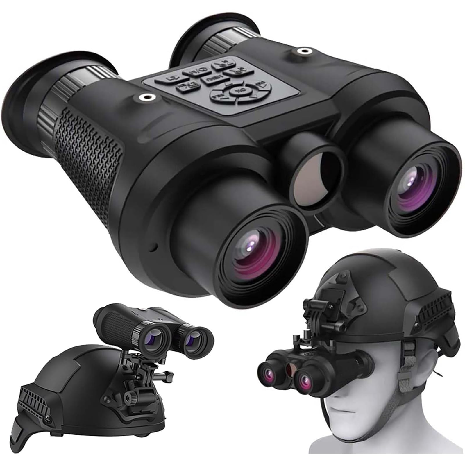3D VR Head Mounted Night Vision Goggles & Binoculars for Adult, Rechargeable Infrared Digital Night Vision with Head Strap and Mount, 6X Digital Zoom and FOV 40°, Includes 2 * 32GB