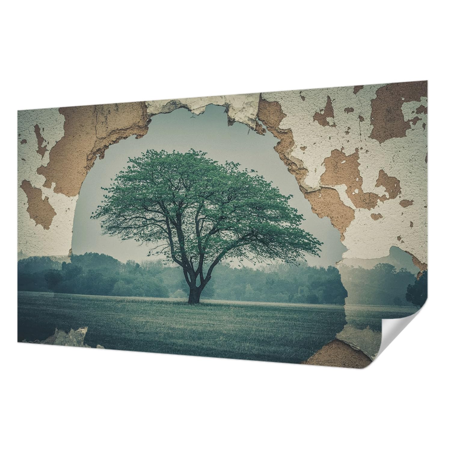 Papier peint auto-adhésif 416x254 cm Tulup panoramique avec motif d'arbre solitaire pour salon