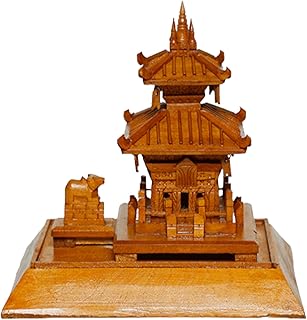 Hand Made Precious Wooden Art Pashupati Nath Temple 10 Inch of Lord Shiva Solid Wooden Temple UNESCO World Cultural Heritage Site In 1979