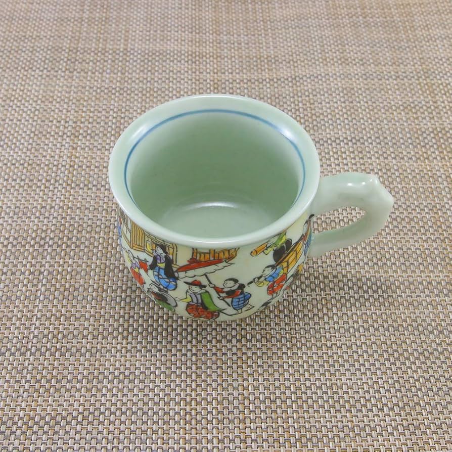 円左エ門　有田焼　コーヒー　珈琲カップ　南蛮　帆船　青海波模様　3客セット ARITAYAKI STOREオリジナル＊ 有田焼 円左エ門窯 手描き 南蛮人