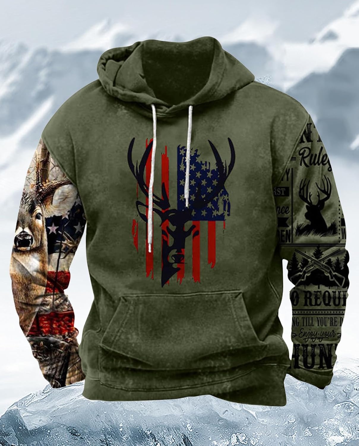 Western Hoodie for Men Aztec Cowboy Printed Drawstring Pullover Hooded Sweatshirt M... - Image 4