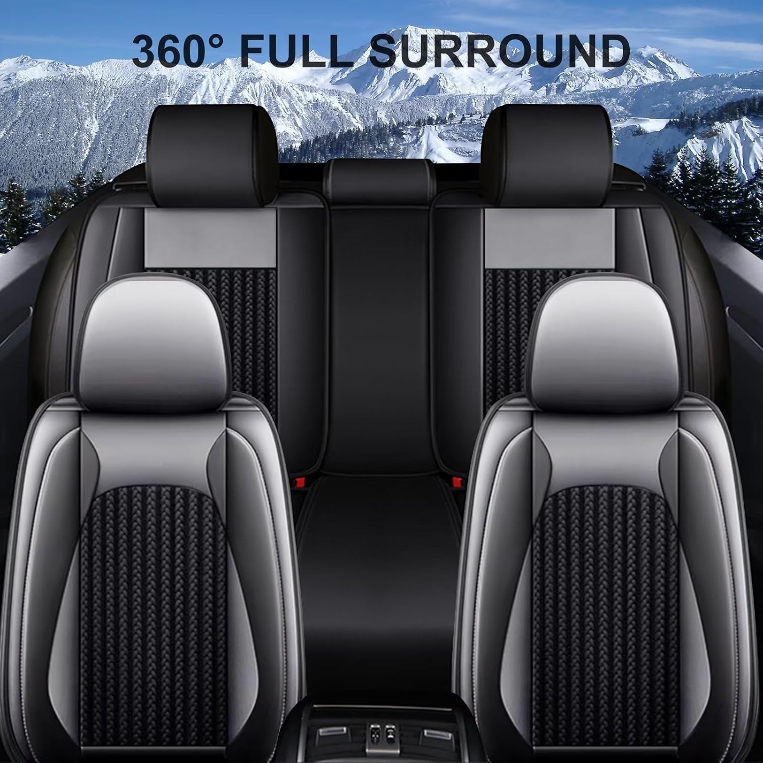 TTX LIGHTING Car Seat Covers Full Set Fit for Honda HR-V 2016-2026 Ice Silk Leather Breathable Waterproof All Weather Automotive HRV Cushion Protector Compatible with Airbag (5 seat,Black&Dark Grey)