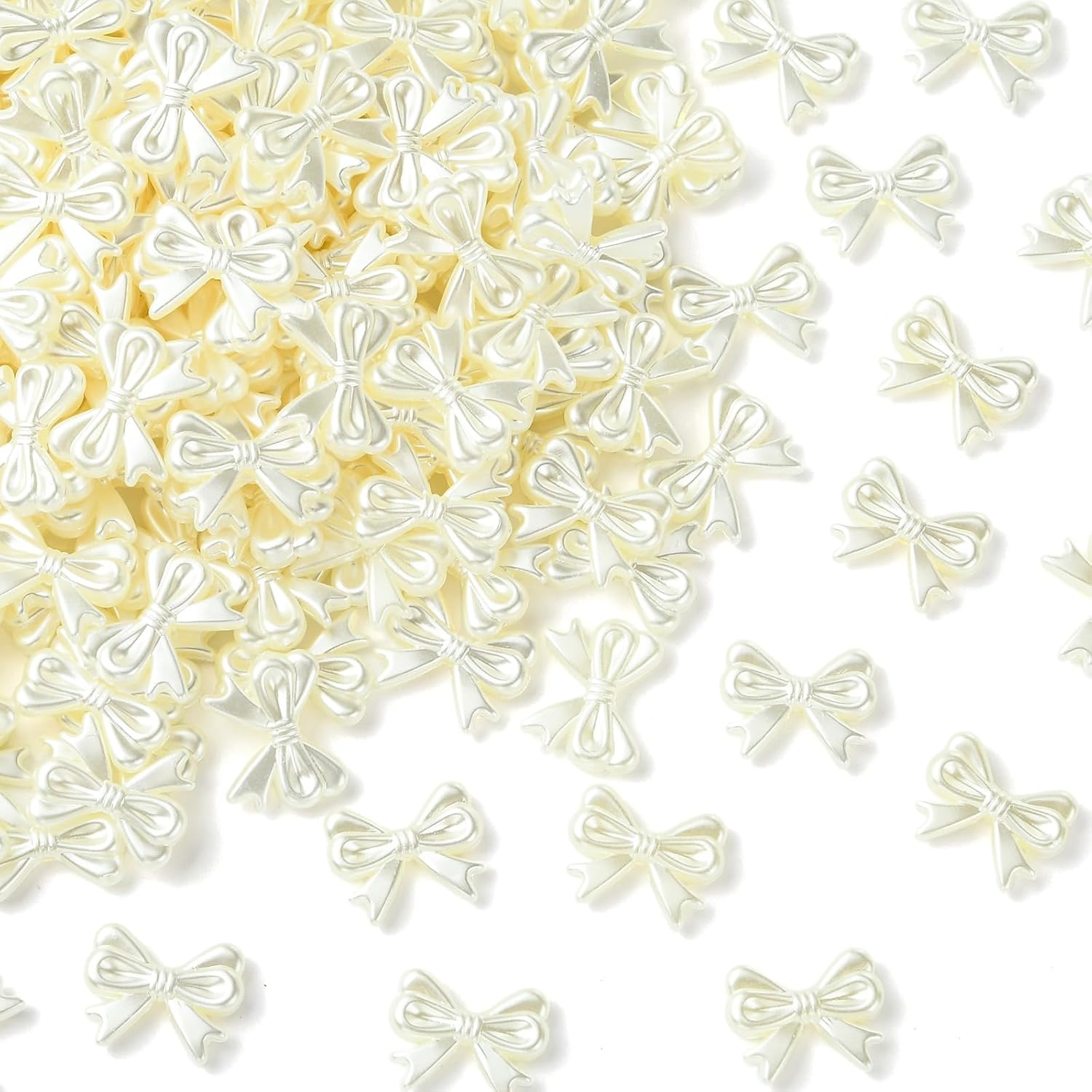 Ornazy 500Pcs White Imitation Pearl Bowknot Spacer Beads Cute ABS Plastic Bow Loose Bead for DIY Necklace Bracelets Earring Jewelry Making - Image 8