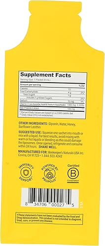 Miniatura 2 de BEEKEEPERS NATURALS Propóleo Liposomal con Vitamina C Solo, 0.27 FZ