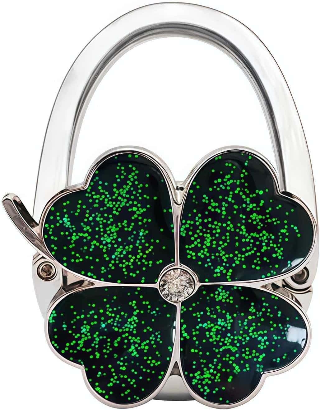 Green Four Leaf Clover Purse Hook for Table, Foldable Bag Hanger