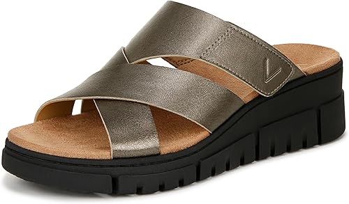 Vionic Uptown Sunset, Sandalias con cuña Mujer, Gunmetal Metal Leather, 40.5 EU