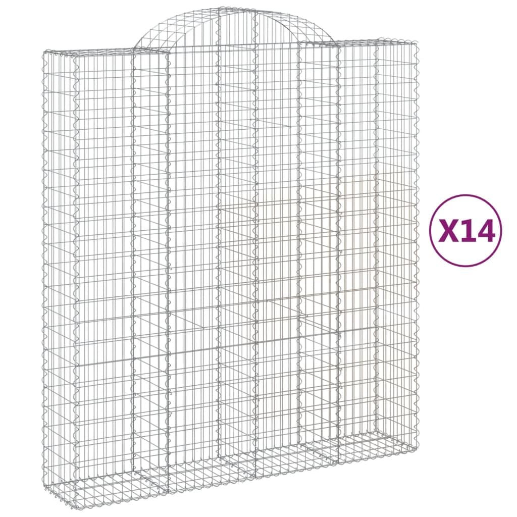 Gaviones con arco alto, 14 unidades, 200 x 50 x 220/240 cm, hierro