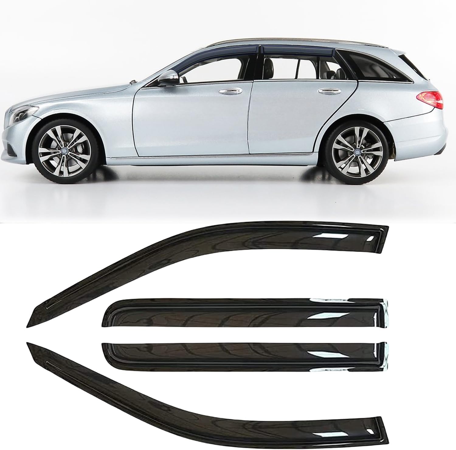 Rainproof Side Window Wind Deflectors for Mercedes-Benz C-Class S204 2008-2014 Wagon, Tape-on Sun Rain Guard Window Visors for Cars,Vent Deflector for C-Class S204 08-14 Wagon MB29