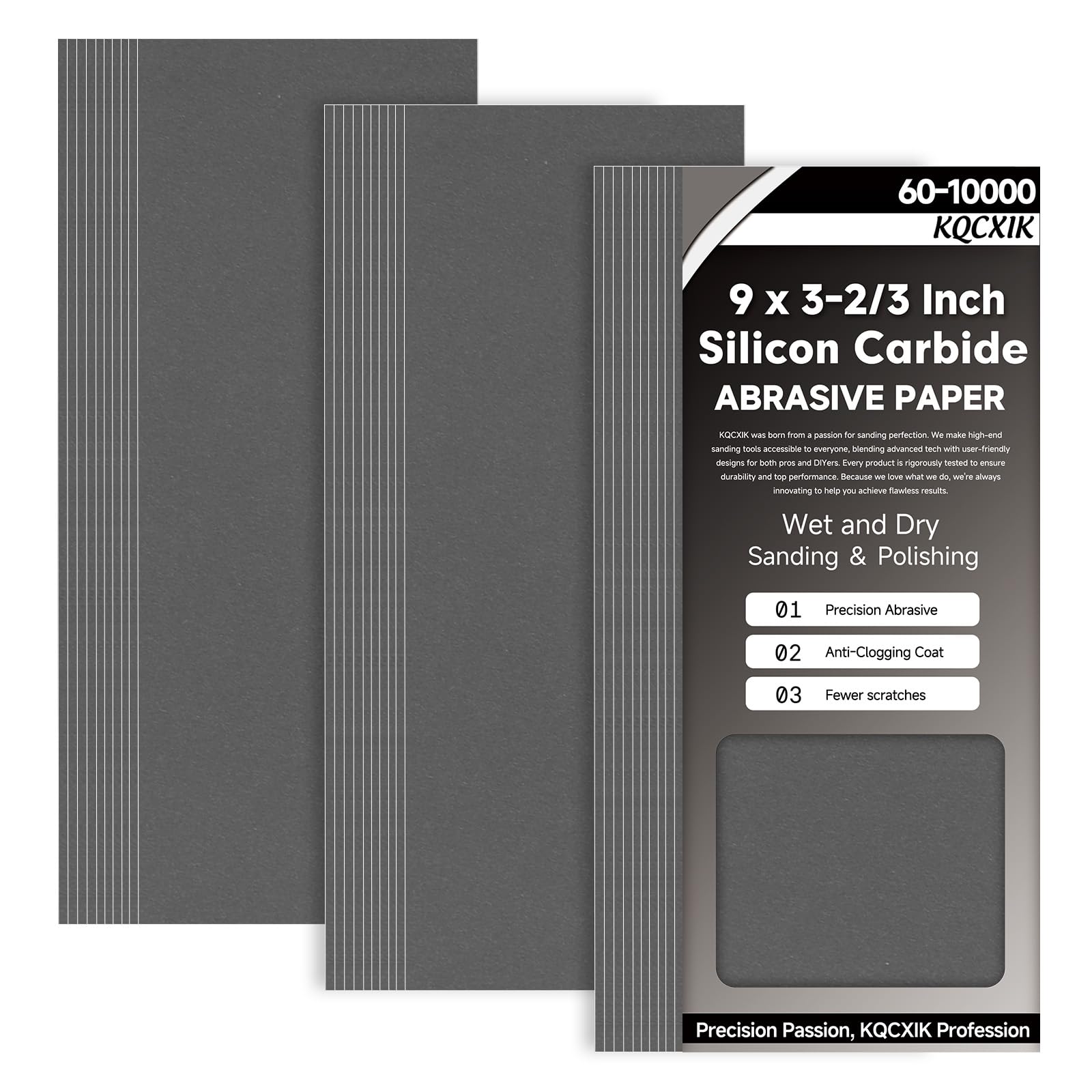 KQCXIK Premium 30-Sheet 2500 Grit Wet Dry Sandpaper, 9 x 3-2/3 Inch