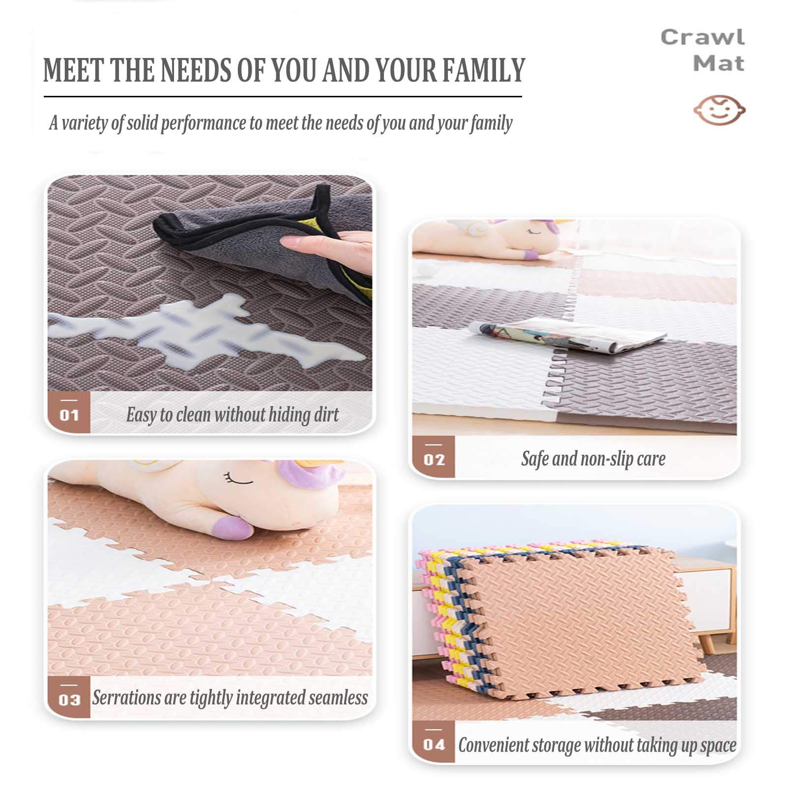 Tappetino in Schiuma per Bambini, Piastrelle in Schiuma Ad Incastro per Bambini - Protezione del Pavimento, Adatto per Palestra Area Giochi per Bambini Esercizio Yoga,Red+Brown,10
