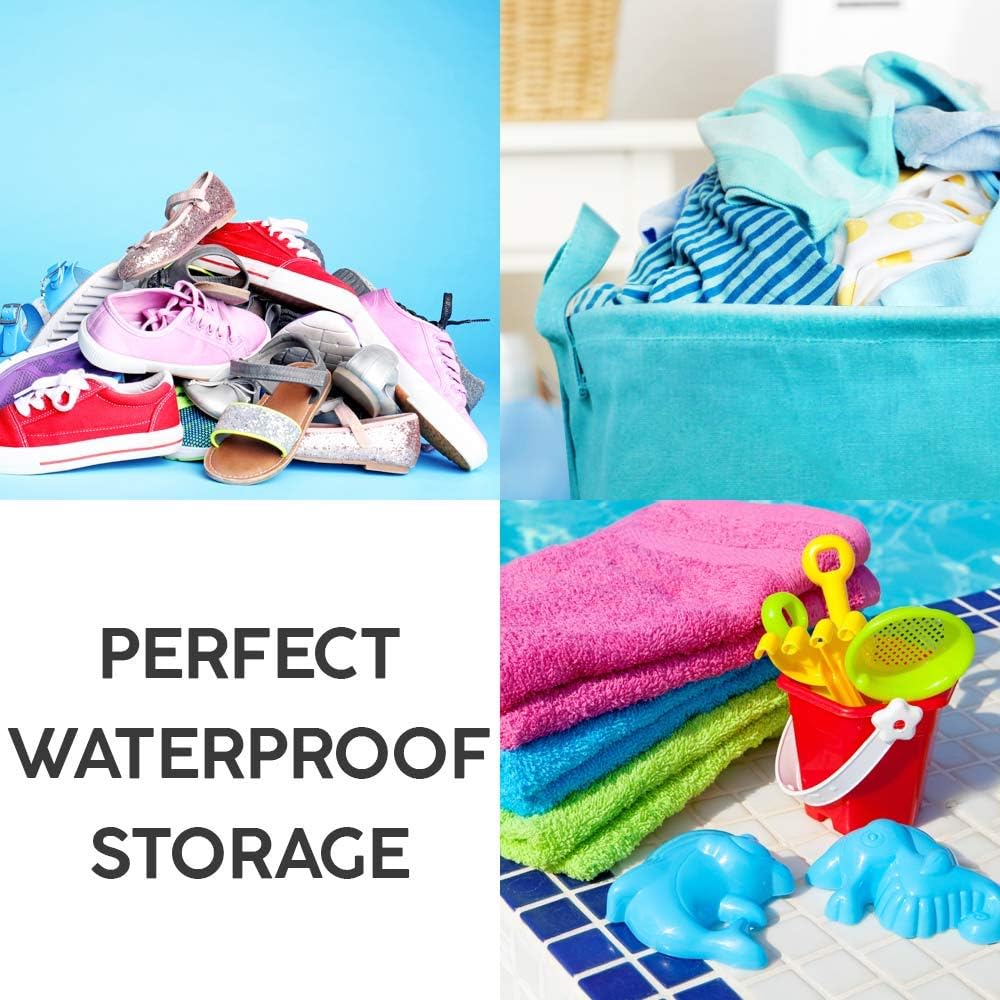 Every Deco Cylinder Round Single Fabric Plastic Frame Laundry Basket Hamper Storage Bin Organization Collapsible Foldable Toys Clothes - 17.7" H/Medium - Turquoise