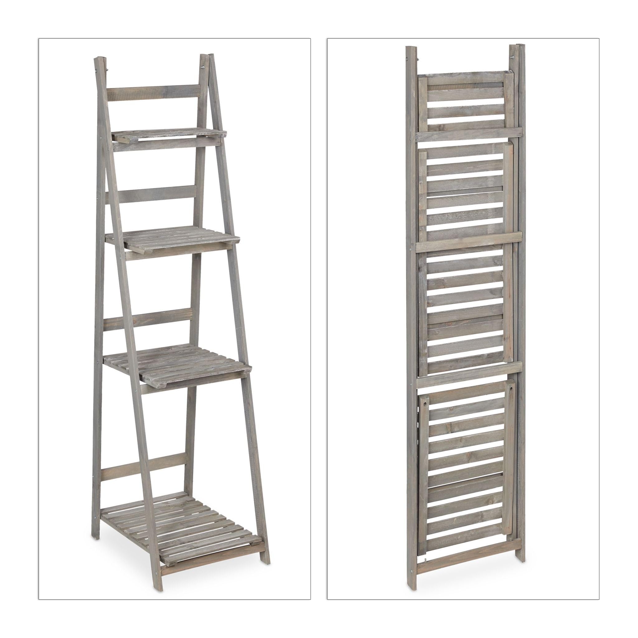 Helloshop26 Scaffale per piante design moderno soggiorno giardino 51,5 x 41 x 24 cm pieghevole pratico in legno grigio 13_0006938