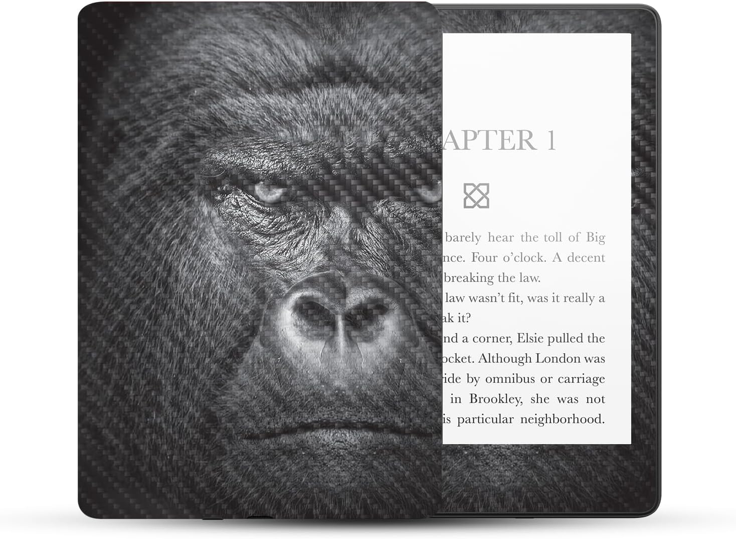 MightySkins Carbon Fiber Skin Compatible with Amazon Kindle Paperwhite 5 6.8-inch 11th Gen (2021) Full Wrap - Mono Gorilla | Protective Textured Carbon Fiber Finish | Easy to Apply | Made in The USA