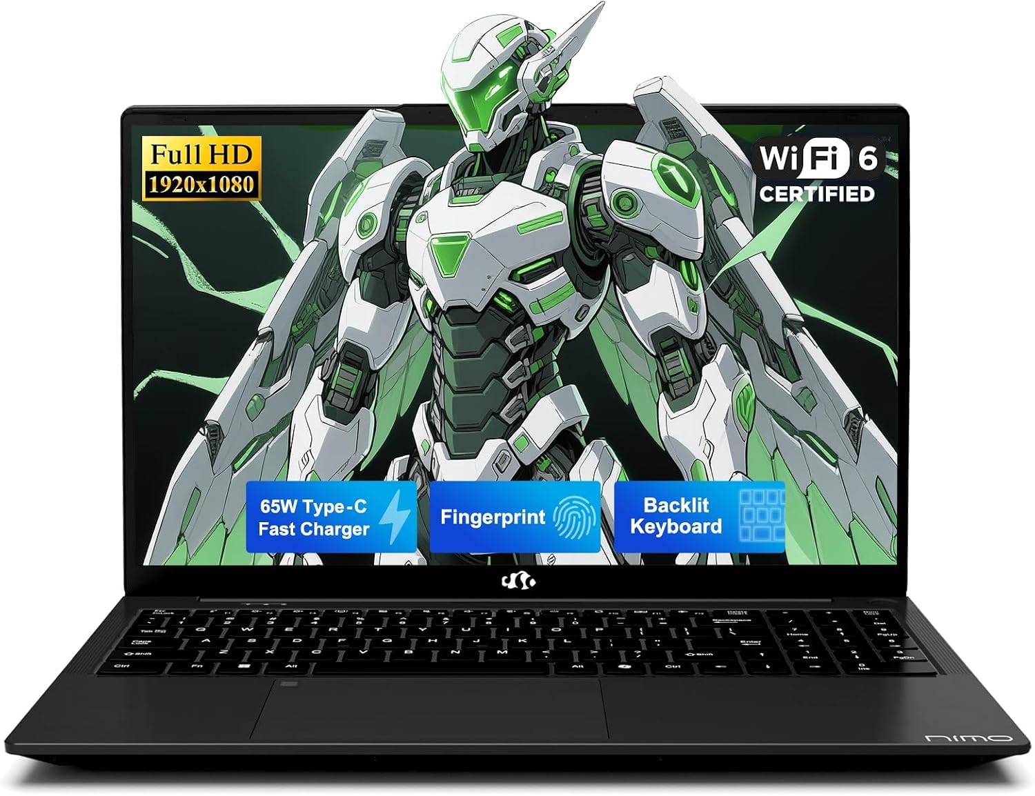 NIMO 15.6'' AI Ready Laptop, 8GB RAM 256GB SSD, Intel 4 Core, 2-Yr Warranty | Win 11 Compuer, 1080P IPS, Backlit Keyboard, 180°Viewing, 65W Type-C, Wi-Fi 6, Portable Thin PC for Online Classes&amp; Meeting