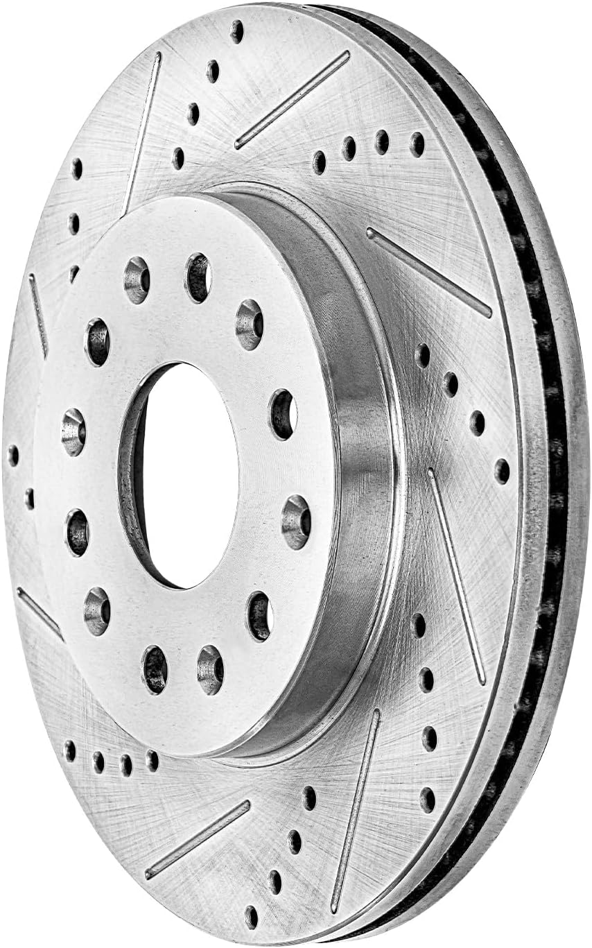 Detroit Axle - Front Brake Kit for GMC Acadia Chevy Traverse Buick Enclave Blazer, Drilled and Slotted Disc Brake Rotors Ceramic Brakes Pads with Hardware Replacement : 12.64" inch Rotors