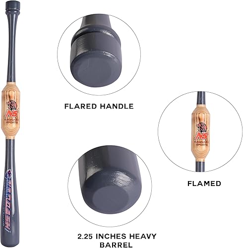 Miniatura 4 de Bate de béisbol y sóftbol gris de 32 pulgadas  39 onzas con madera de arce profesional sólida para mejorar la fuerza, la velocidad del bate,