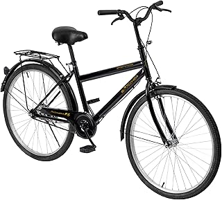 Baroni Home Bicicletta da Passeggio, Manubrio e Sellino Regolabile, Bici con Doppio Freno Anteriore e Posteriore, City Bike, Nero, 168x110 cm