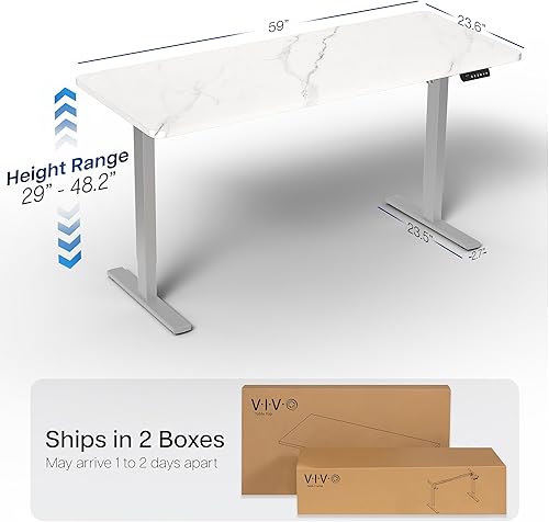 Vista 149 de VIVO DESK-KIT-1W6G - Escritorio eléctrico de pie de 60 x 24 pulgadas, ajuste de altura de memoria, serie 1B, parte superior de nogal oscuro de una