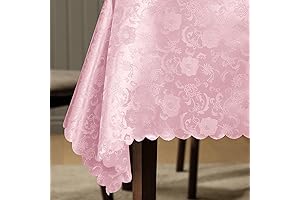 2 Pcs Rectangle Tablecloth Light Pink - Elegant Jacquard Patterned Tablecloth
