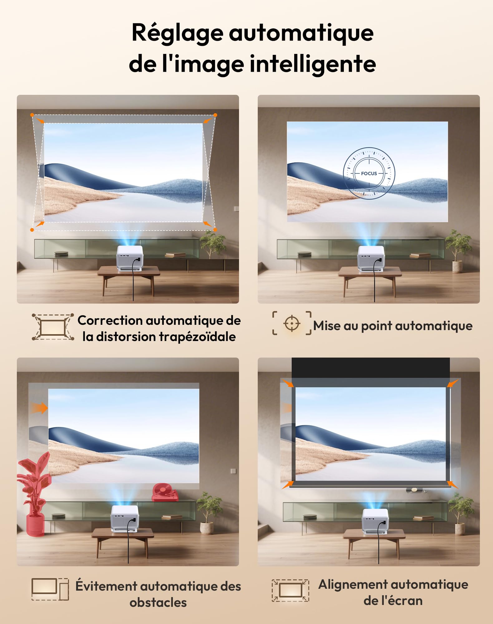 Xgody N6 Pro Vidéoprojecteur Compatible avec Netflix – 1080P Natif (Compatible 4K), 700 ANSI, Autofocus, Correction Trapézoïdale Auto, Commande Vocale, WiFi 6, Bluetooth, Cinéma Extérieur, Home Cinéma
