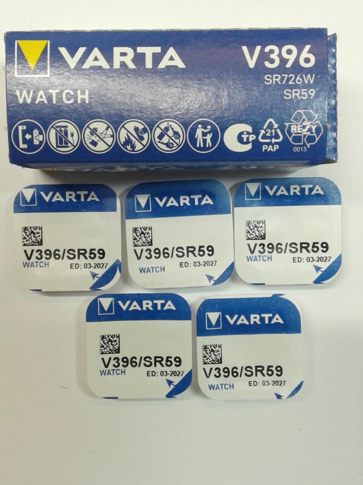 VARTA Piles Bouton Lot de 5 - V364 - 2