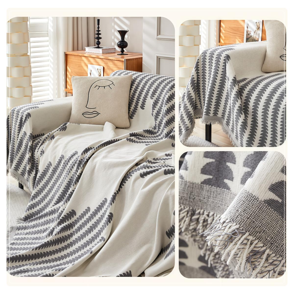Générique Boho Elegance Chenille Sofa Cover,Micrscopic Double-Sided Reversible Chenille Sofa Covers,Pet-Friendly Washable Couch Covers, Anti-Cat Scratching, Durable Wrinkle Resistan (3,70.8 * 59 in)