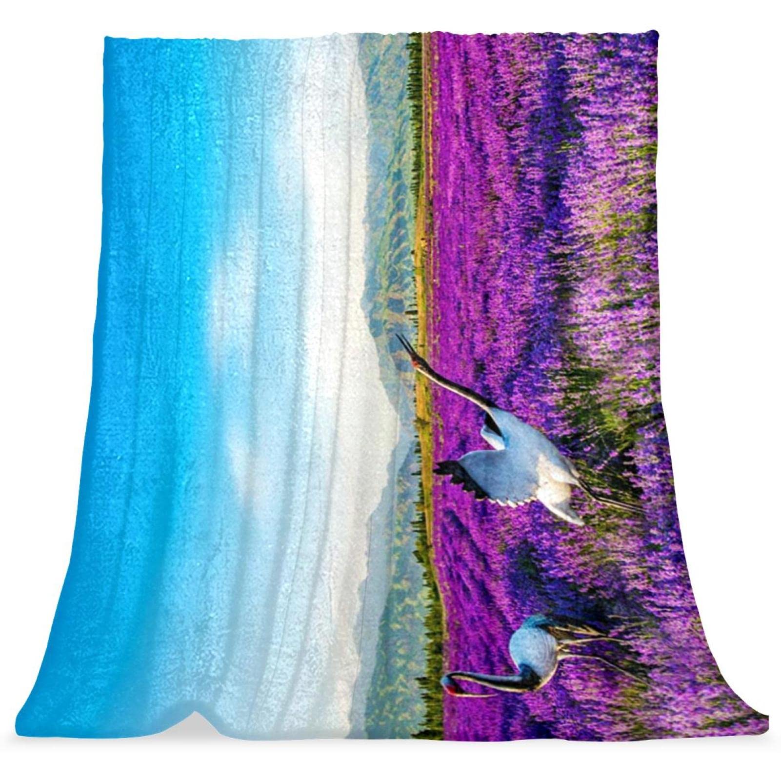 Couvre-lit couverture de lit confort doux moelleux paysage lavande