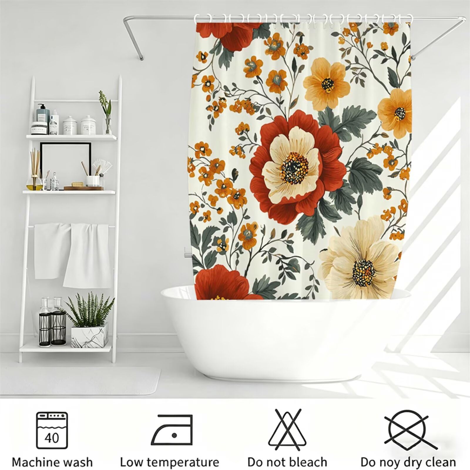 blu-verde Tenda Doccia, Tenda per Doccia Tessuto Poliestere Impermeabile Asciugatura Rapida con 12 Anelli, Tende Finestra Bagno e Vasca Pieghevole per Angolare Casa Shower Curtain peonia J-641