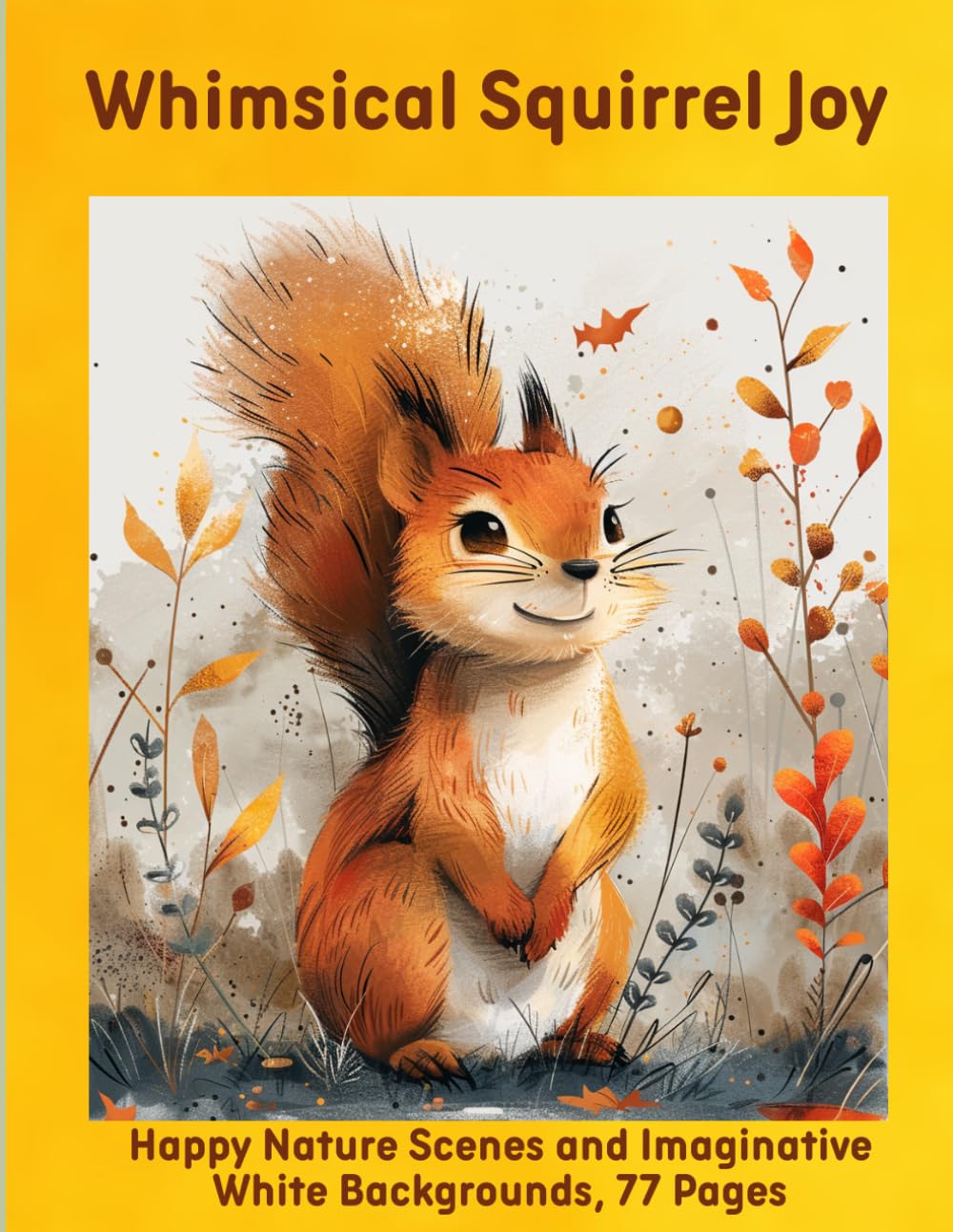 Whimsical Squirrel Joy: Happy Nature Scenes and Imaginative White Backgrounds, 77 Pages