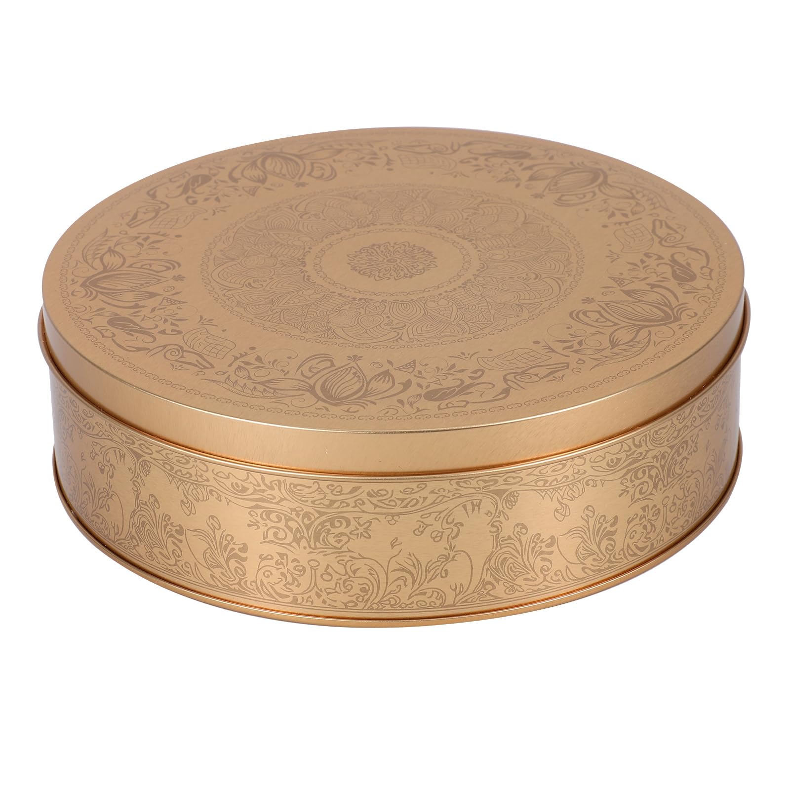 Boîte à biscuits avec couvercle dorée boîte cadeau décorative pour bonbons